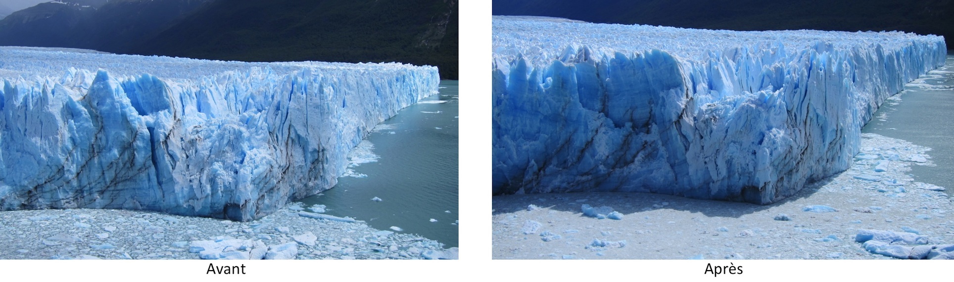 perito moreno avant - apres